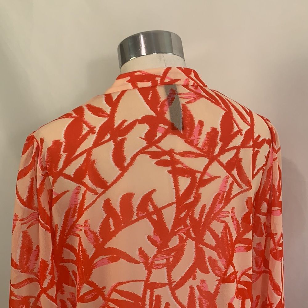 Marc Cain Red Print Sheer Tunic Top - image 7